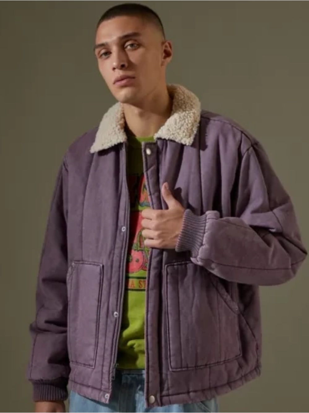 Urban Outfitters BDG Quilted Canvas Work Modern Utility Jacket In Mauve Men’s XL